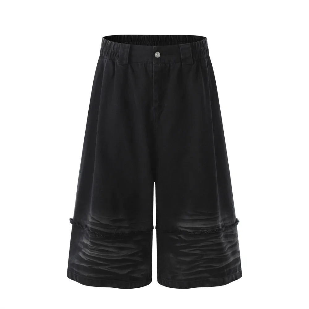 Y2K Distressed Dark Denim Shorts Jorts