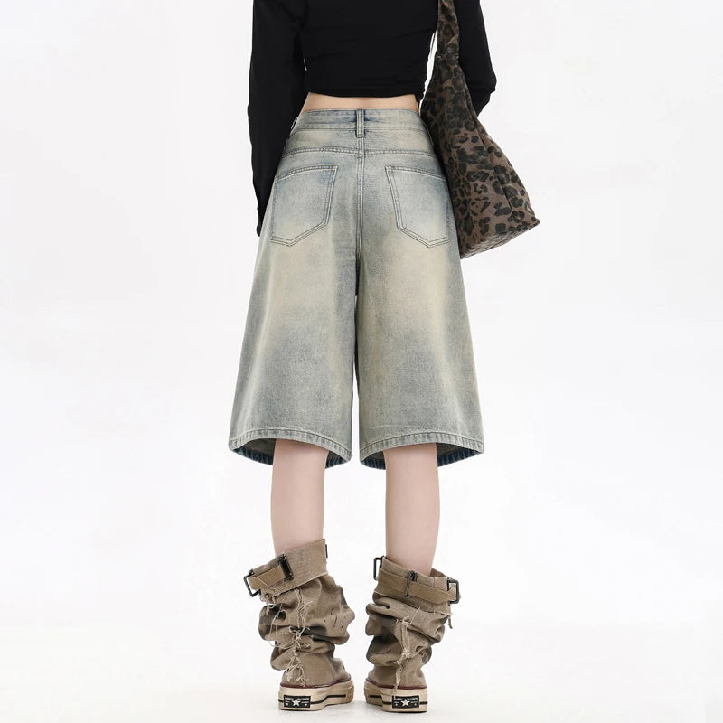Y2K Distressed Street Womens Jorts