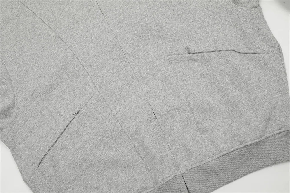 Y2K Double Zip Up Panelled Spliced Hoodie