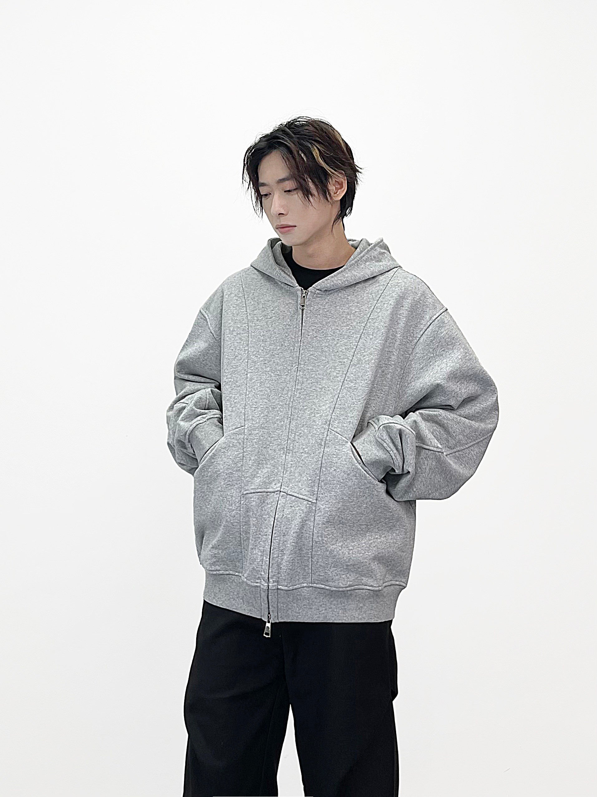 Y2K Double Zip Up Panelled Spliced Hoodie