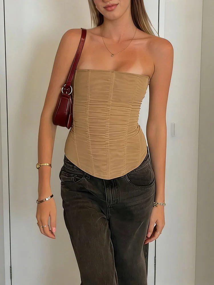 Y2K Elegant Corset Bandeau Tube Top