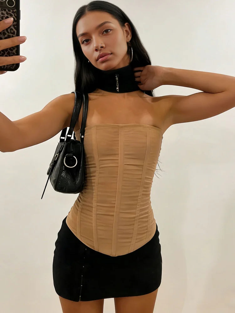 Y2K Elegant Corset Bandeau Tube Top