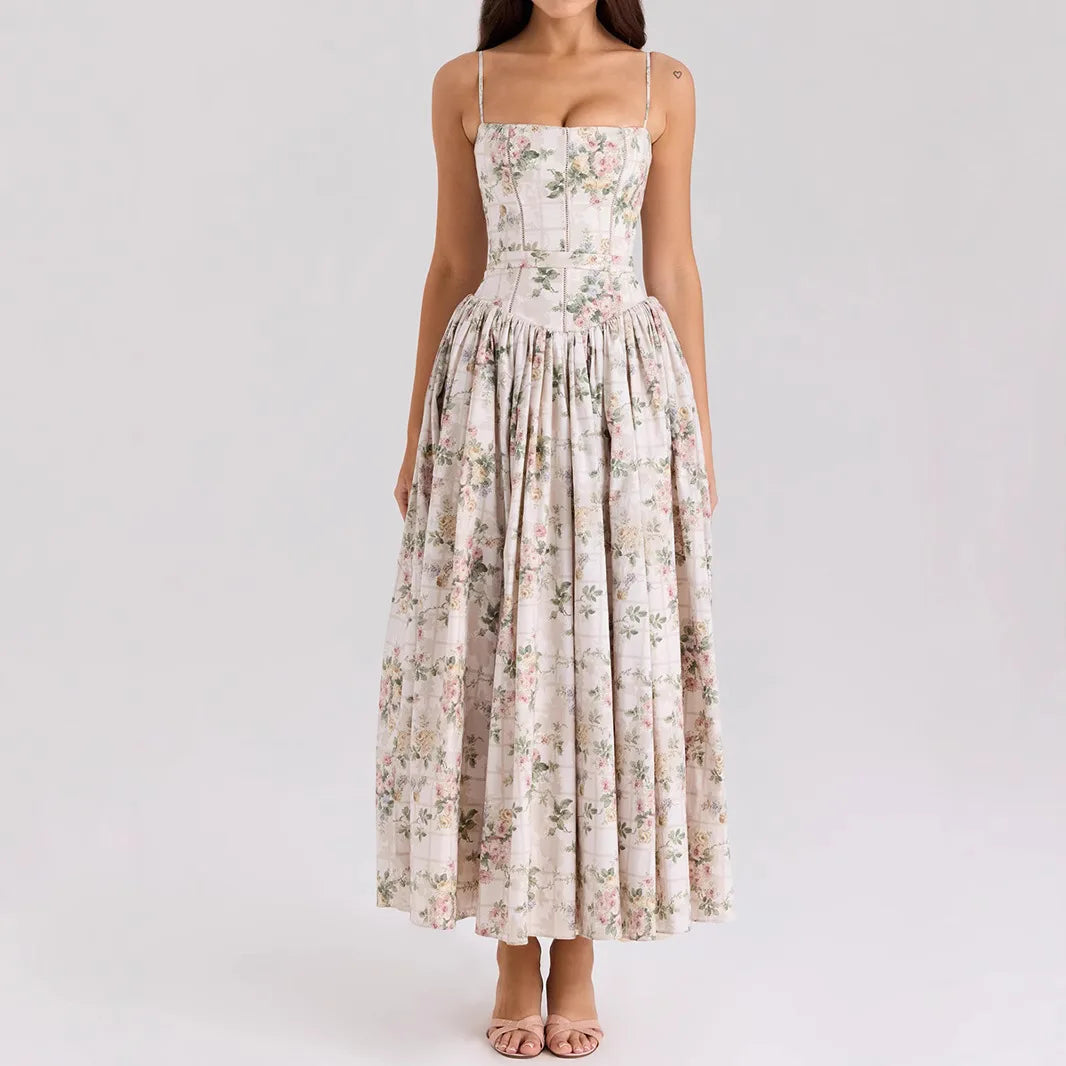 Y2K Elegant Floral Midi Dress