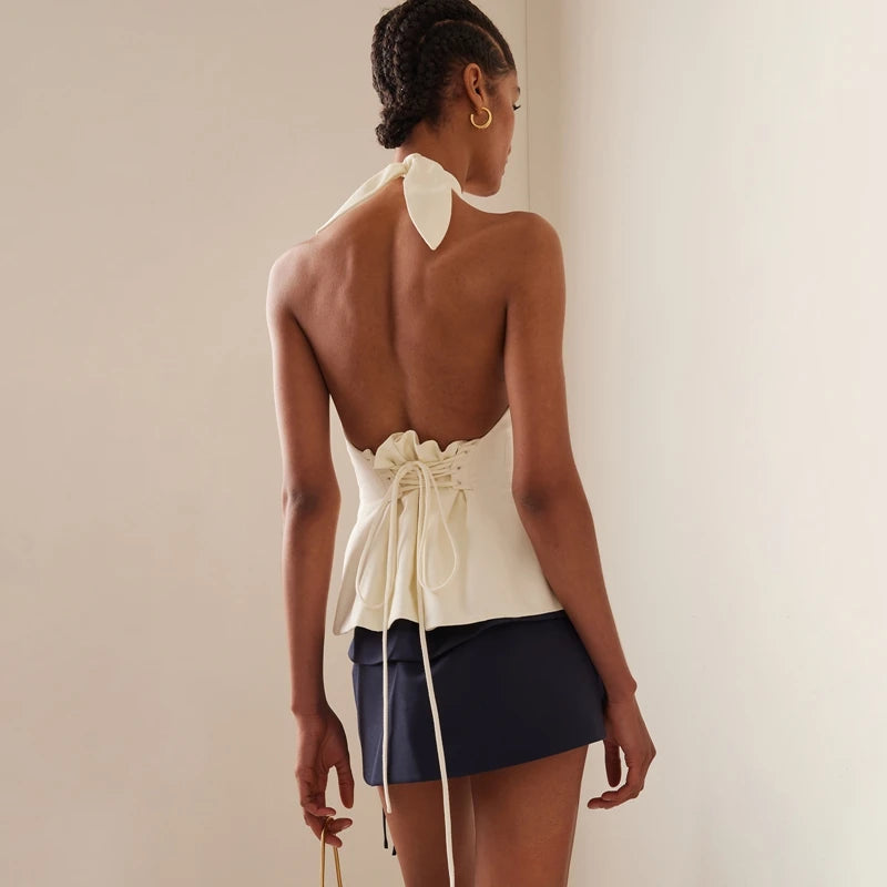 Y2K Elegant Ruched Halter Top