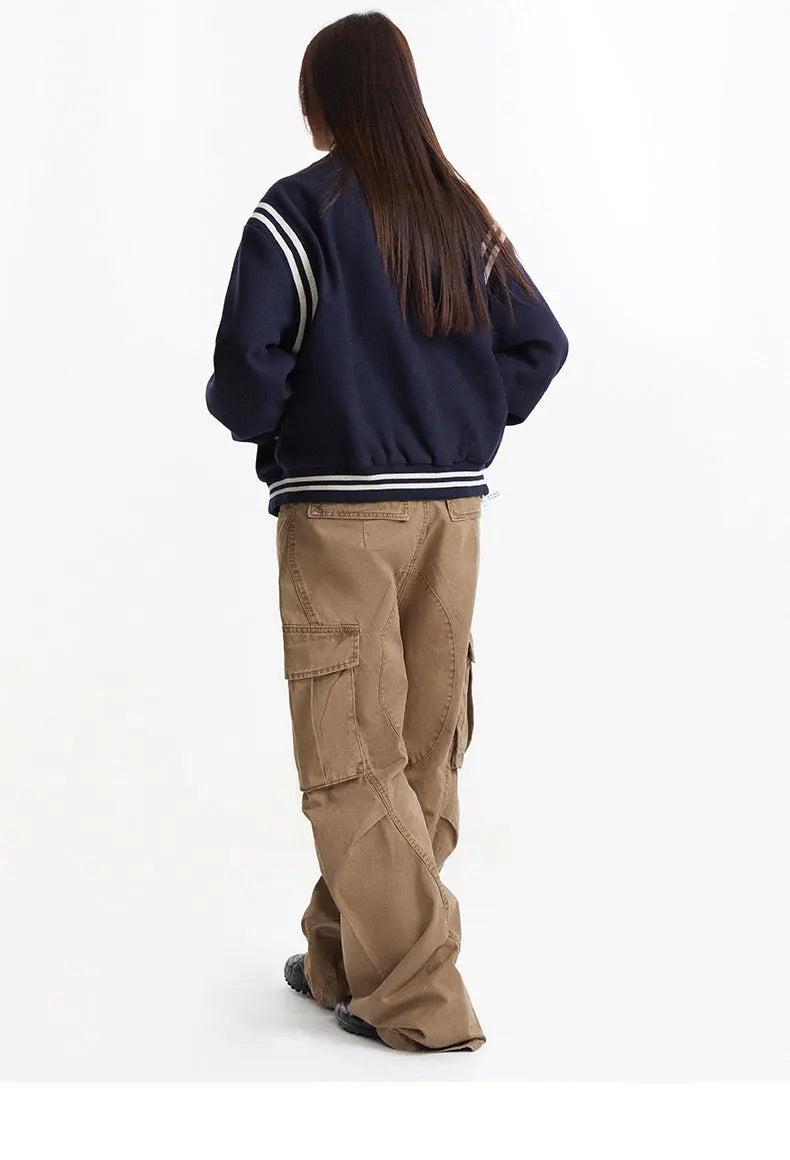 Y2K Embroidered Button Varsity Jacket