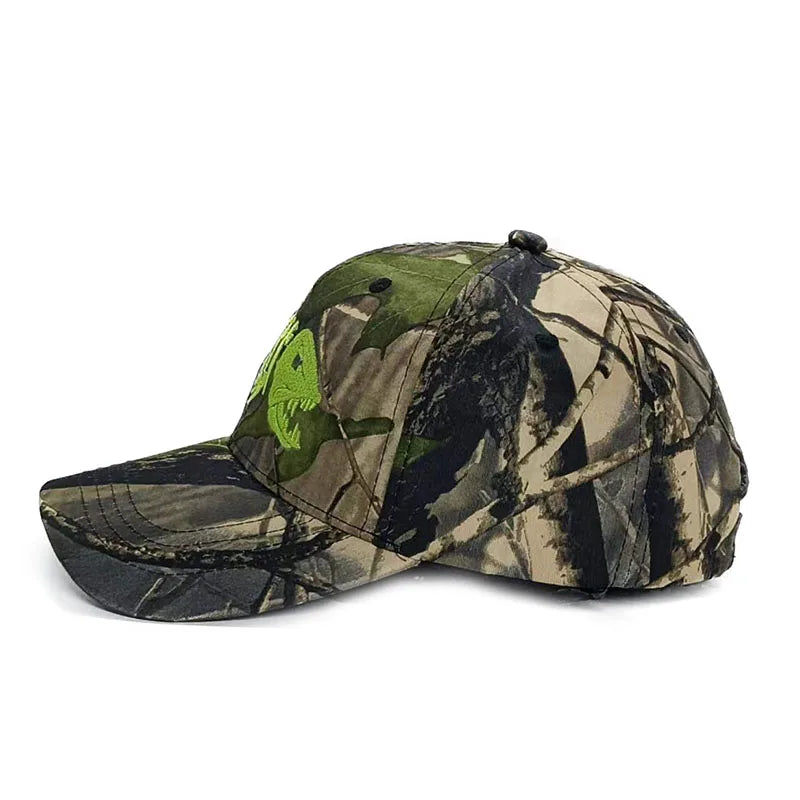 Y2K Embroidered Fish Bone Camo Baseball Cap