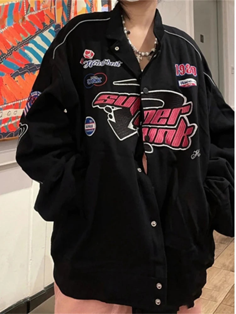 Y2K Embroidered Graphic Varsity Jacket