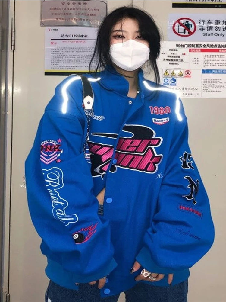 Y2K Embroidered Graphic Varsity Jacket