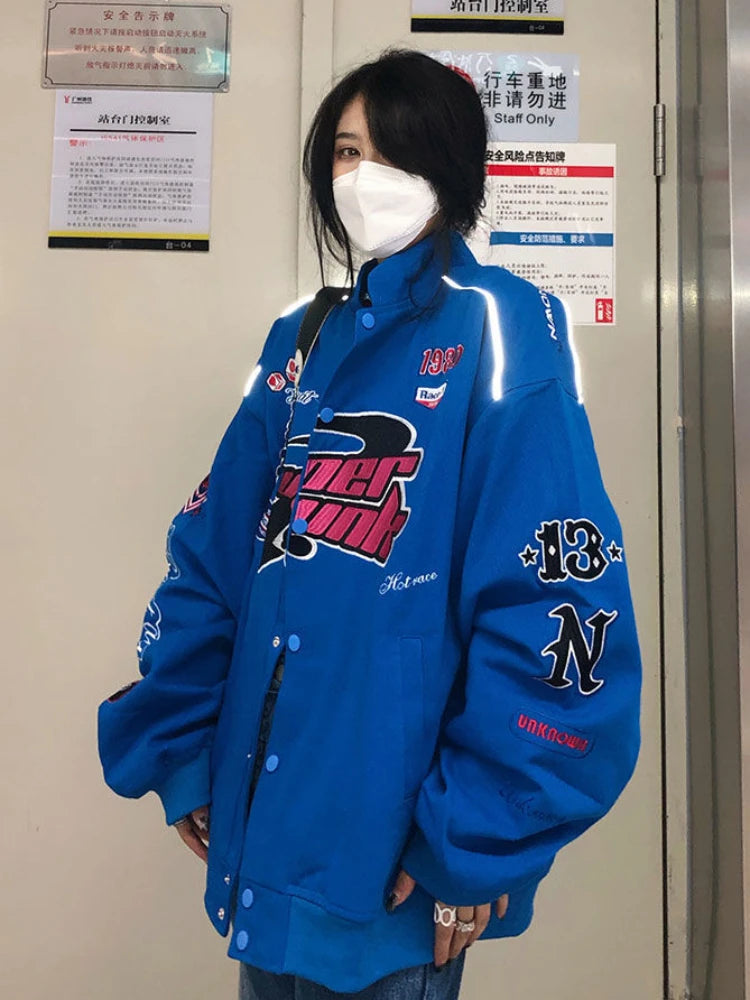 Y2K Embroidered Graphic Varsity Jacket