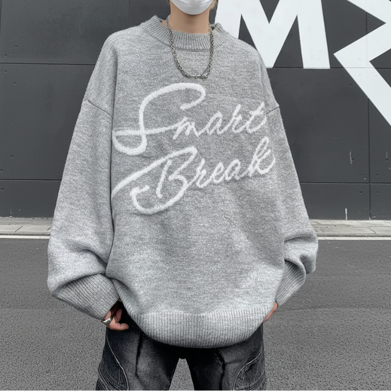 Y2K Embroidered Letters Long Sleeve Sweater