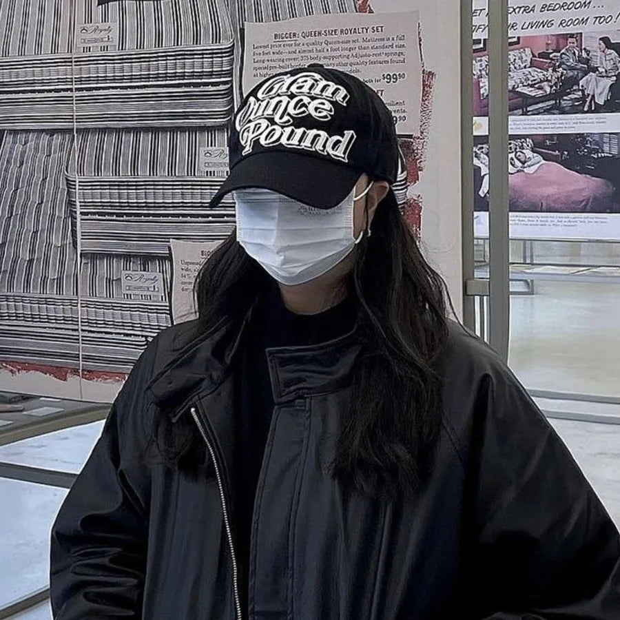 Y2K Embroidered Measurements Baseball Cap