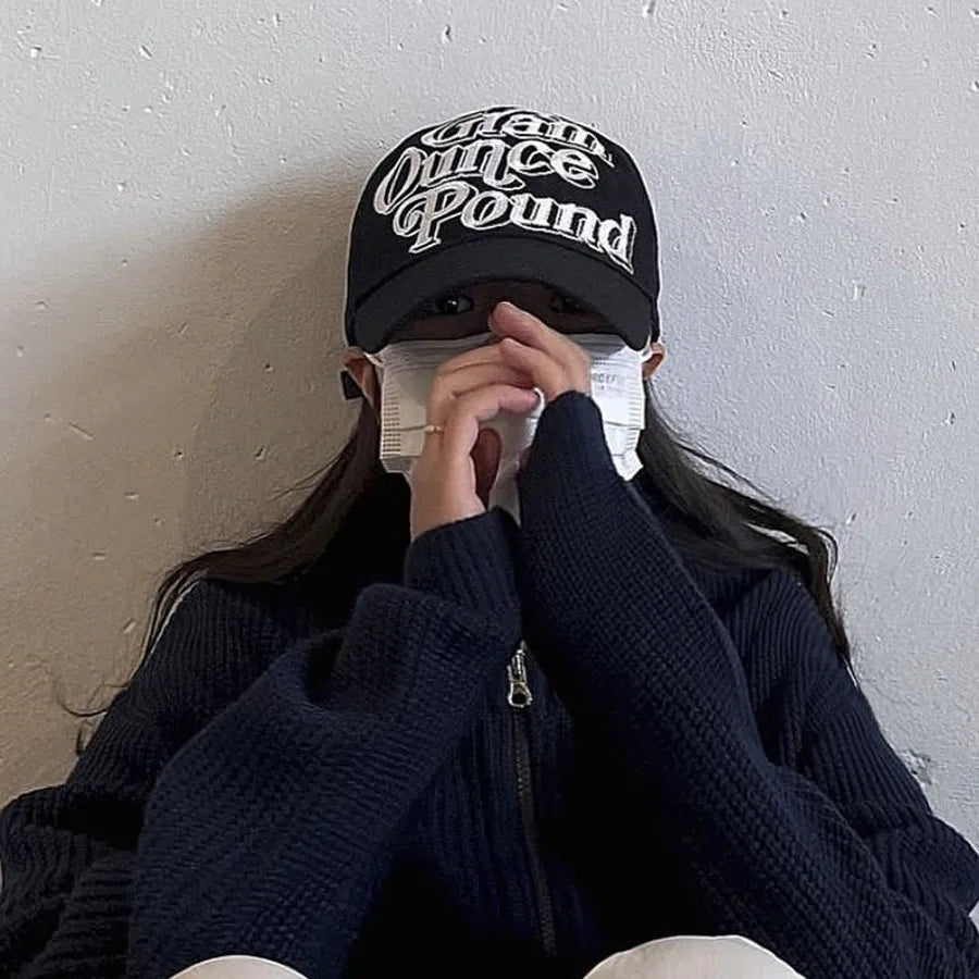 Y2K Embroidered Measurements Baseball Cap