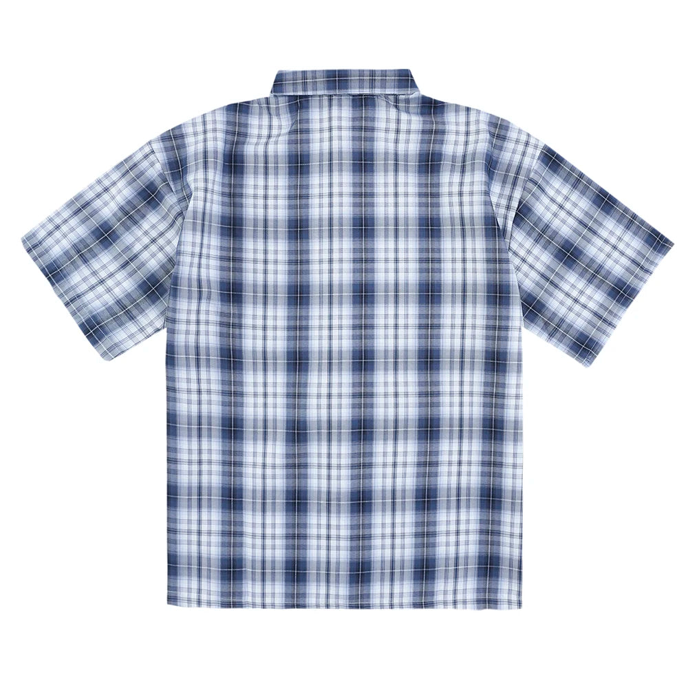 Y2K Embroidered Short Sleeve Plaid Button Down Shirt
