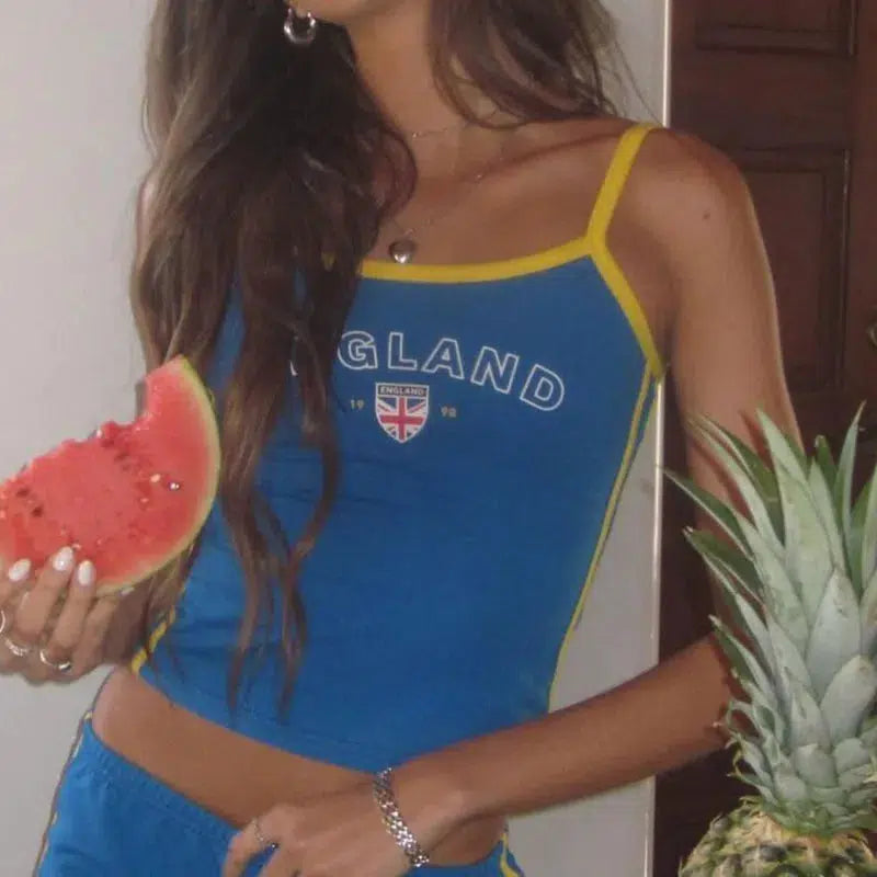 Y2K England Tank Top Blue