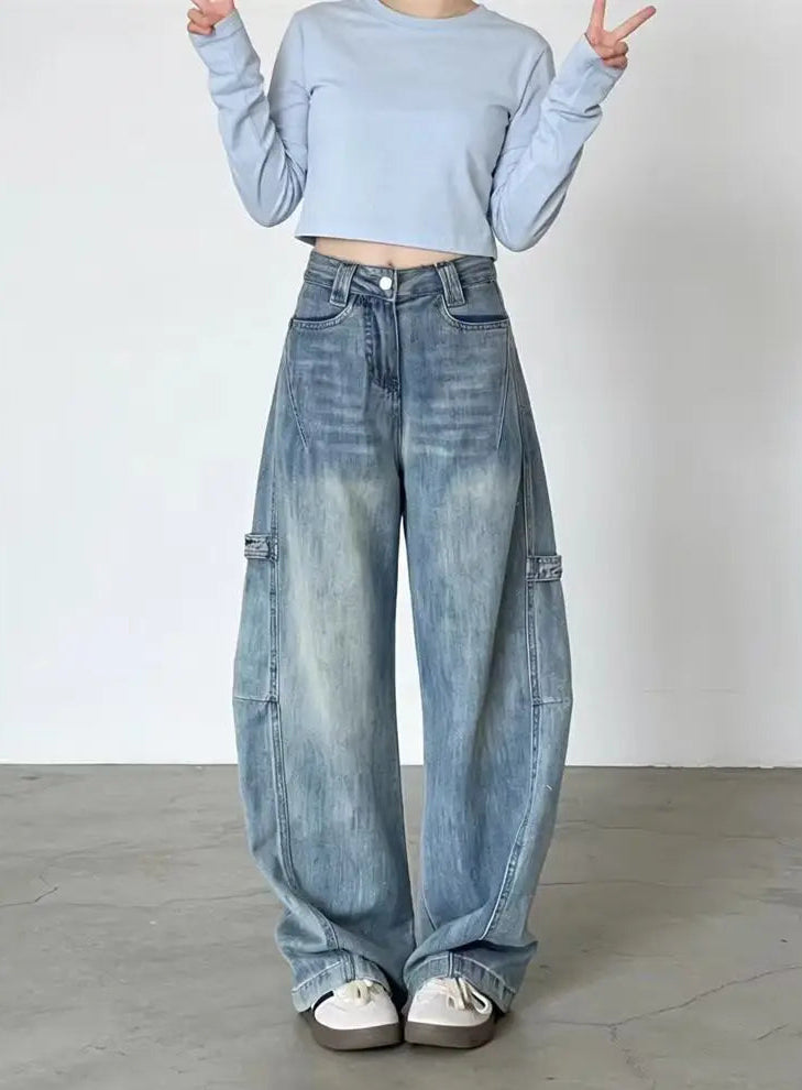 Y2K Essentials Baggy Barrel Cargo Jeans