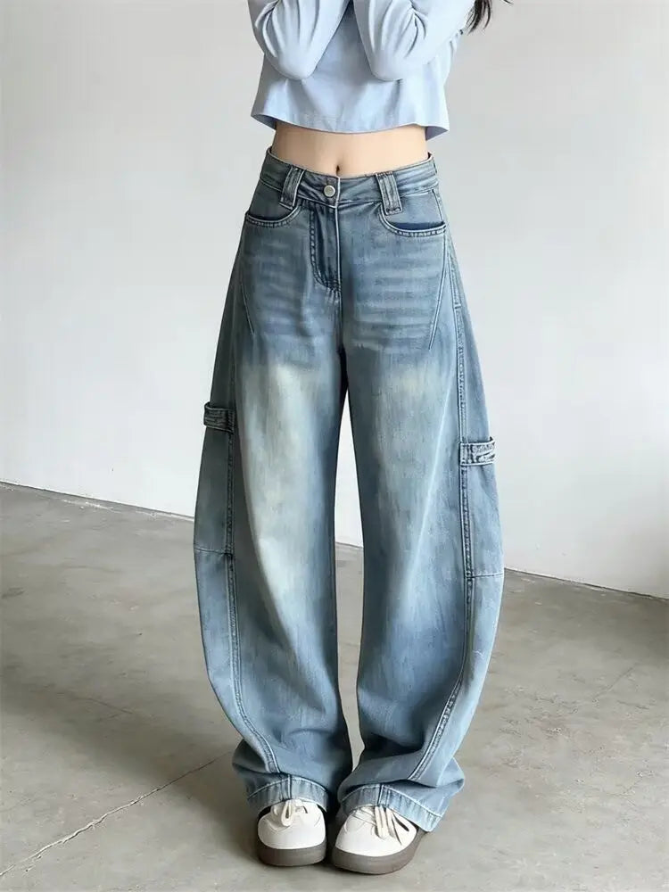 Y2K Essentials Baggy Barrel Cargo Jeans