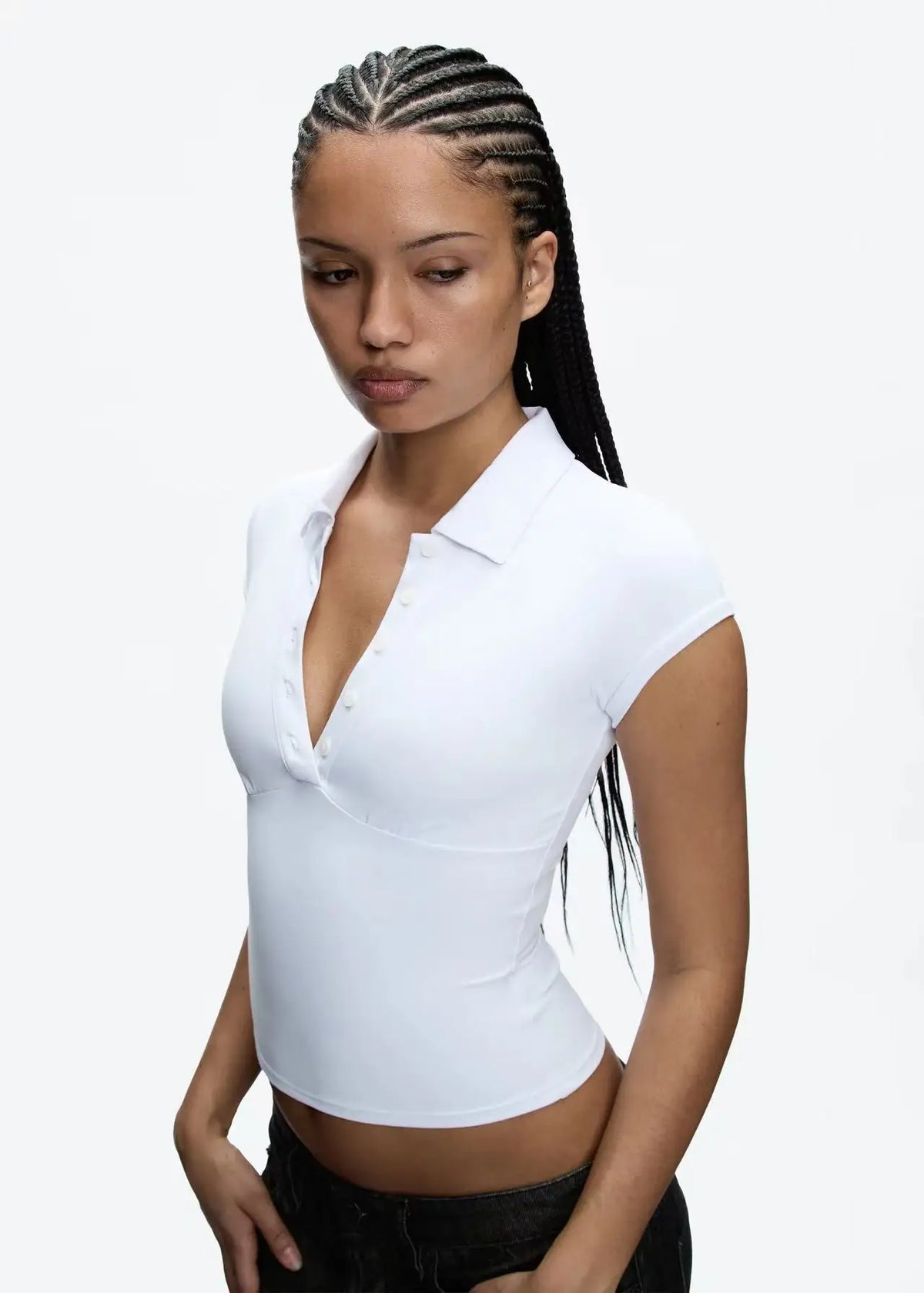Y2K Essentials Crop Polo Shirt Top