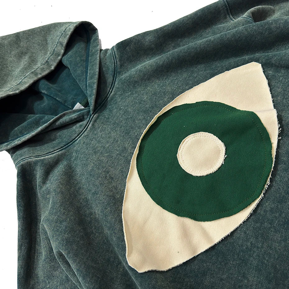 Y2K Evil Eye Rough Cut Washed Hoodie