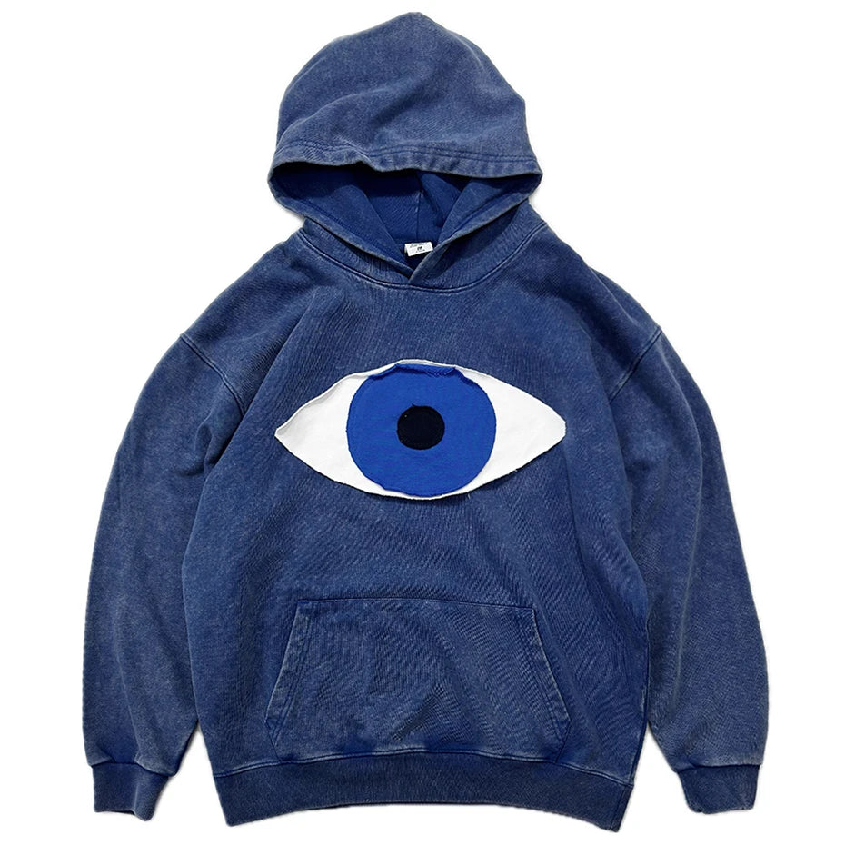 Y2K Evil Eye Rough Cut Washed Hoodie