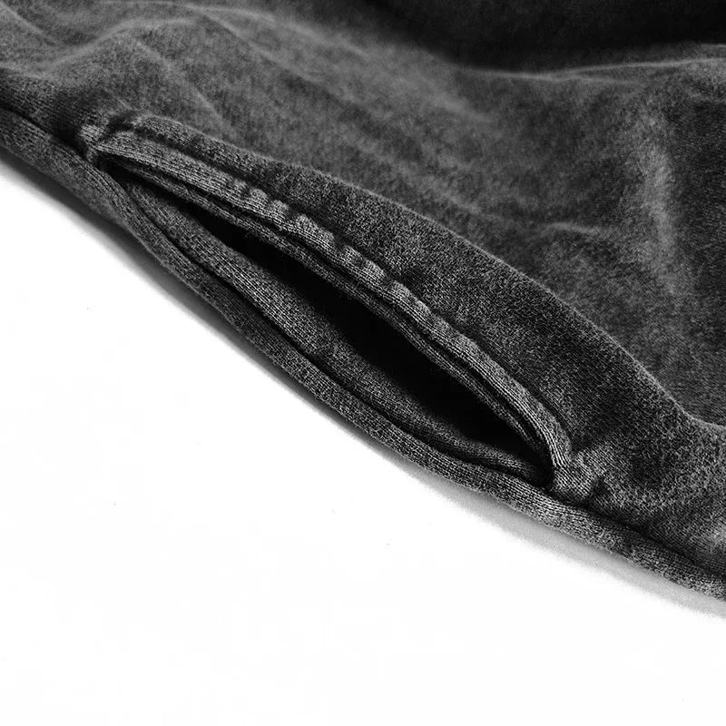 Y2K Eyes Eyes Eyes Graphic Washed Black Hoodie