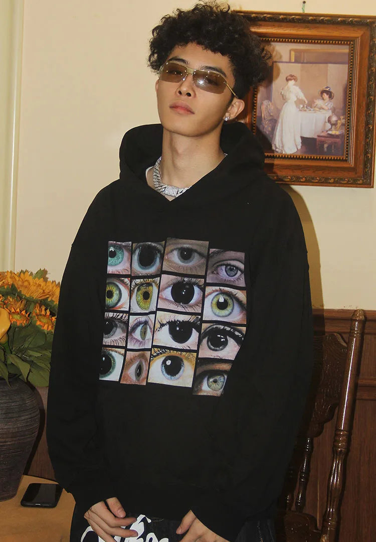 Y2K Eyes and Eyes Graphic Hoodie