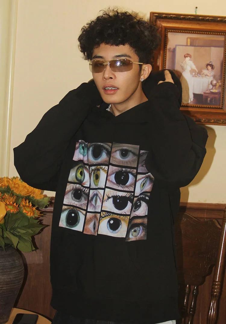 Y2K Eyes and Eyes Graphic Hoodie
