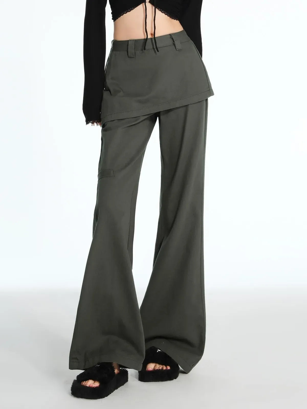 Y2K Fake Two Piece Baggy Flare Jeans