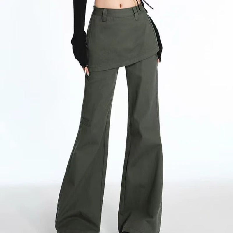 Y2K Fake Two Piece Baggy Flare Jeans