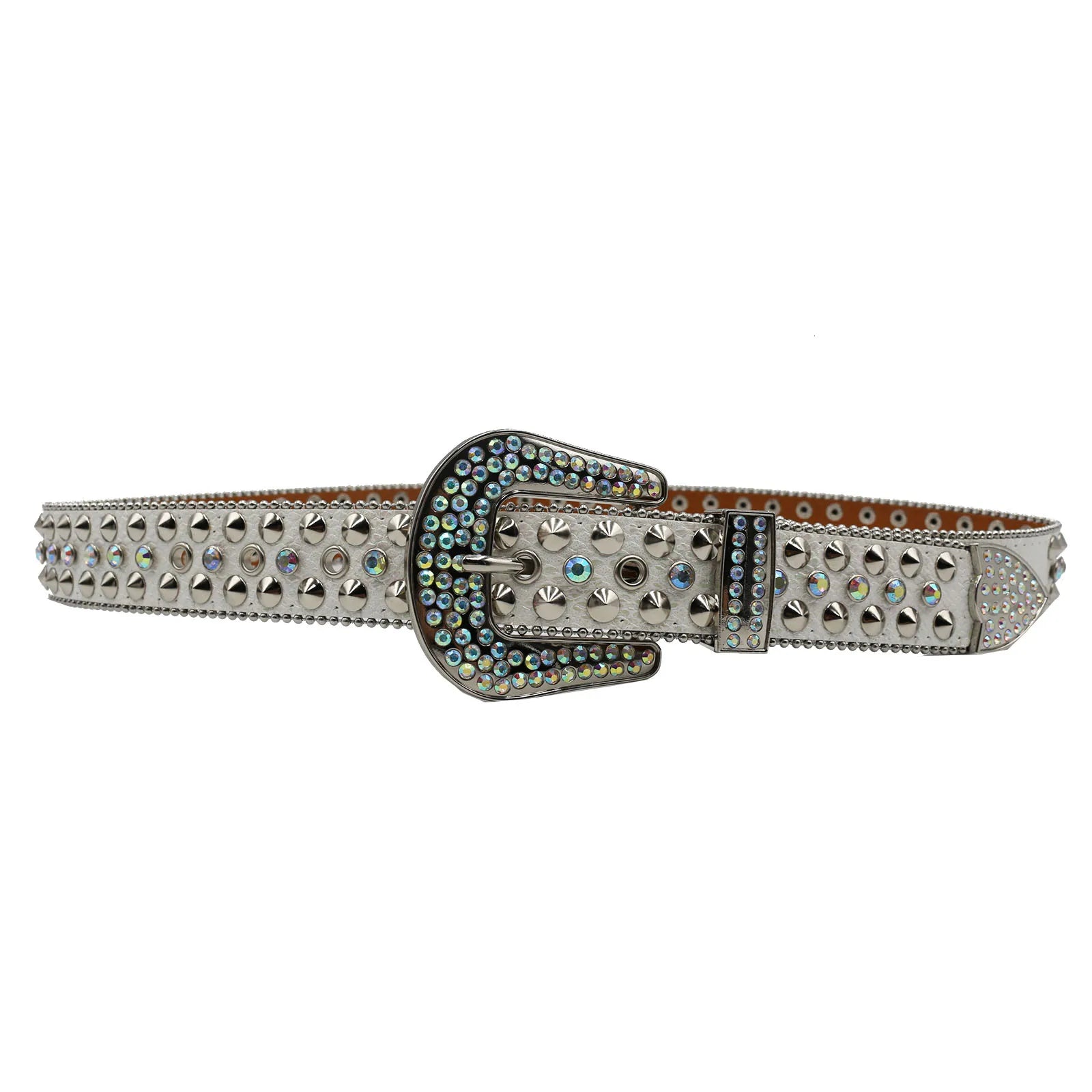 Y2K Faux Diamond Rhinestone Studded Pin Buckle Belt