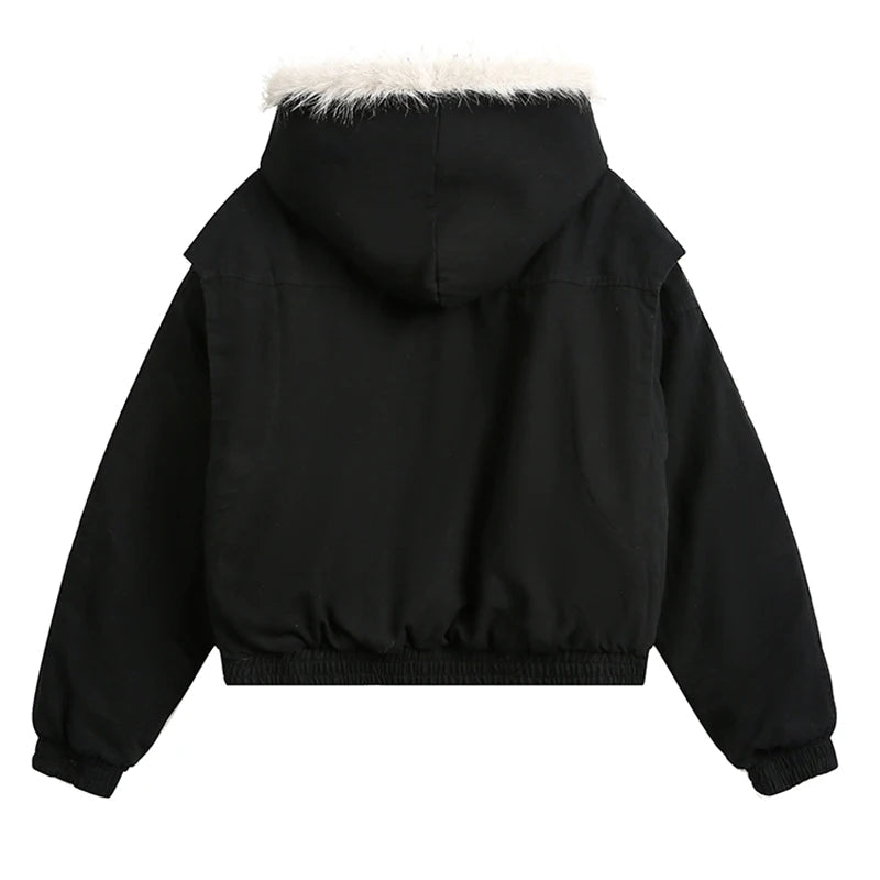 Y2K Faux Fur Lined Coat Jacket
