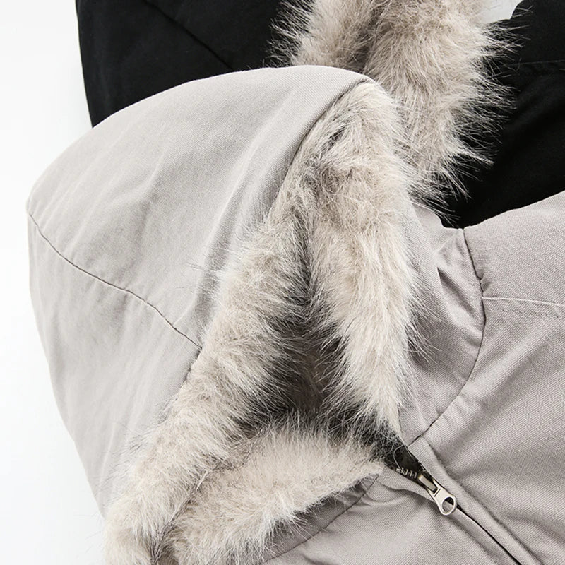 Y2K Faux Fur Lined Coat Jacket