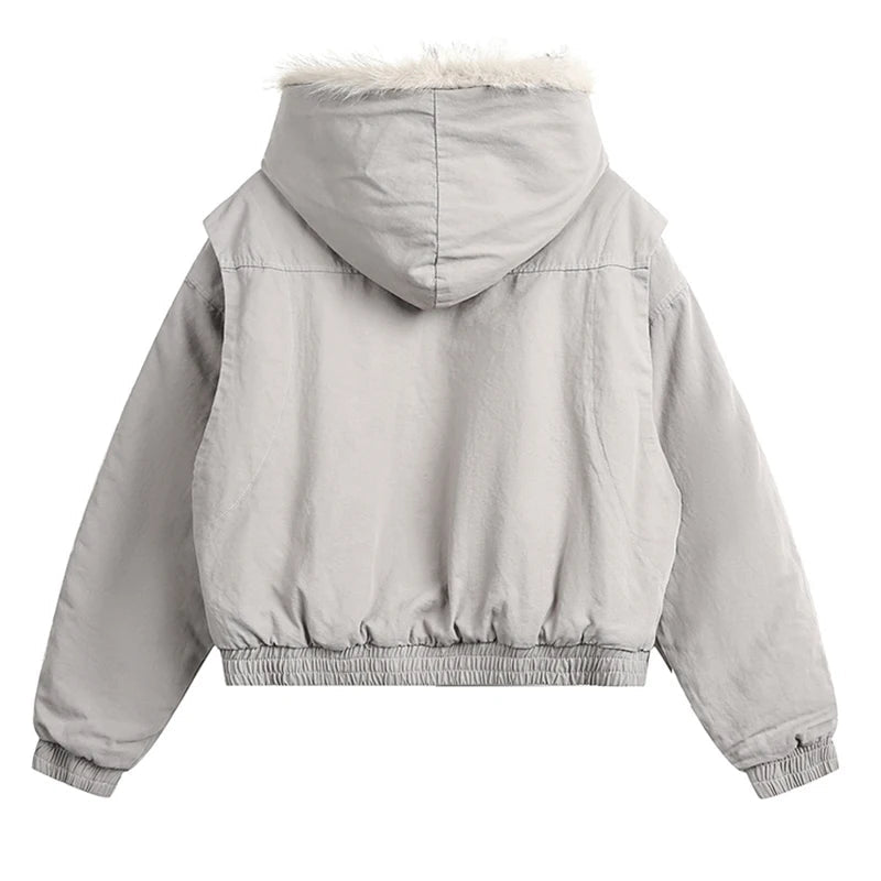 Y2K Faux Fur Lined Coat Jacket
