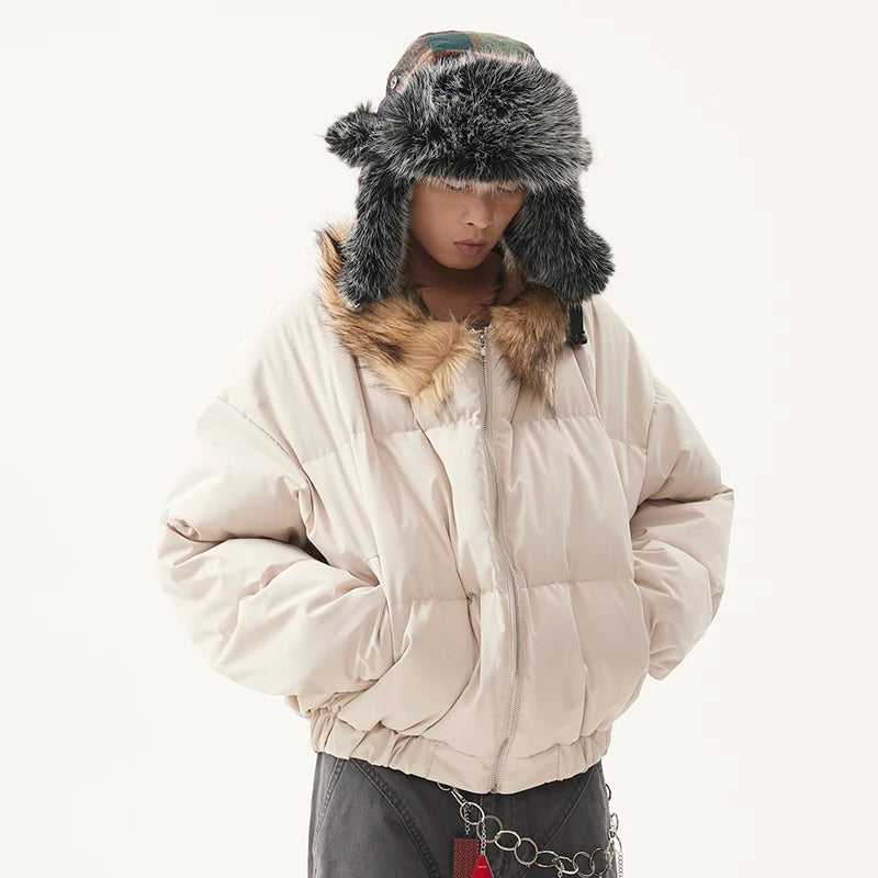 Y2K Faux Fur Lined Collar Padded Puffer Jacker Coat
