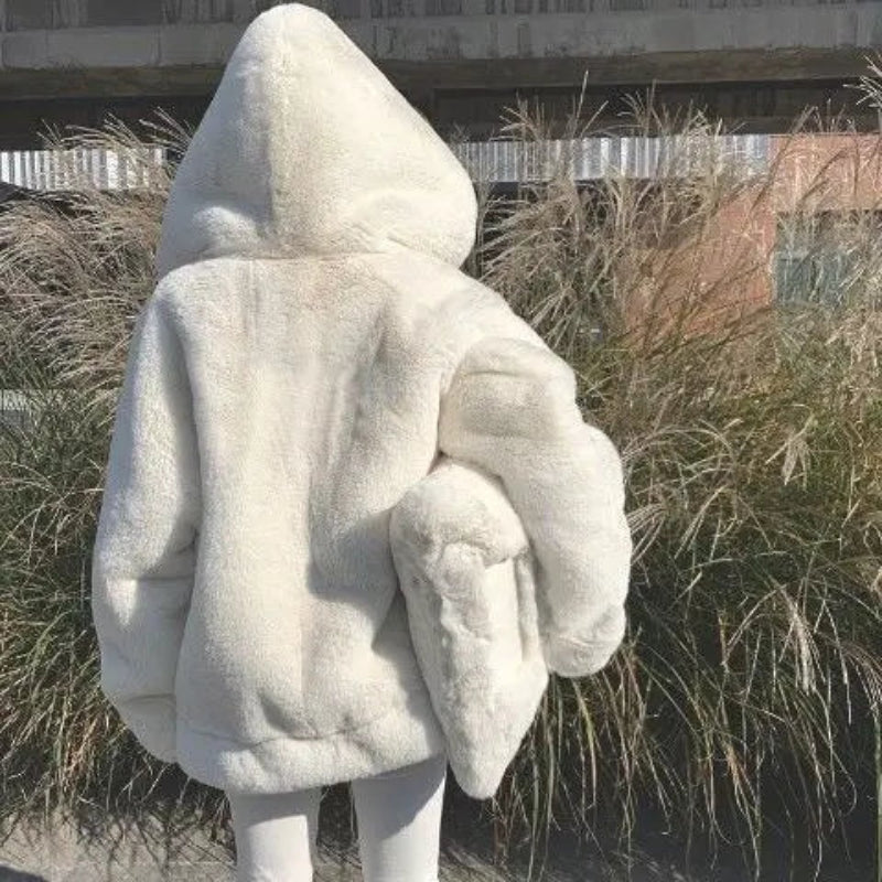 Y2K Faux Fur Velvet Hooded Jacket