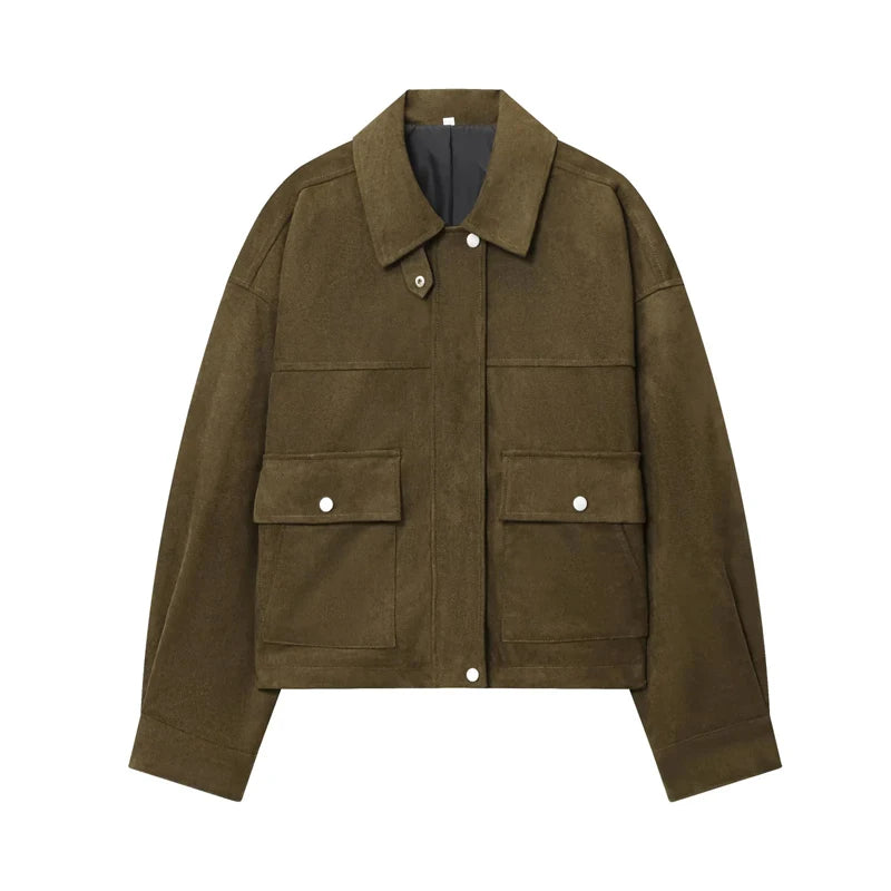 Y2K Faux Leather Zip Up Bomber Jacket
