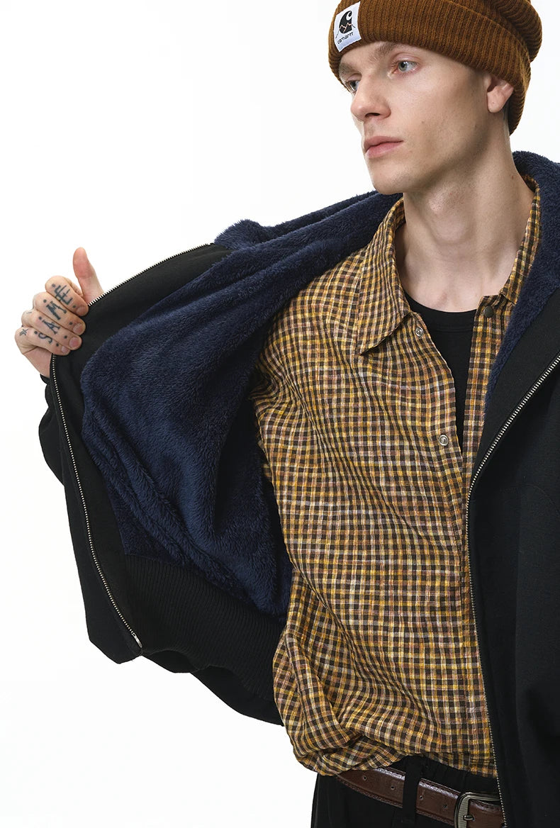 Y2K Fleece Lined Zip Up Hoodie Jacket