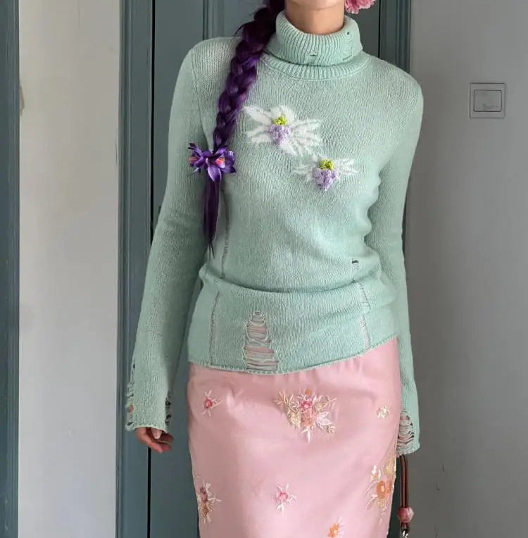 Y2K Floral Graphic Long Sleeve Jumper