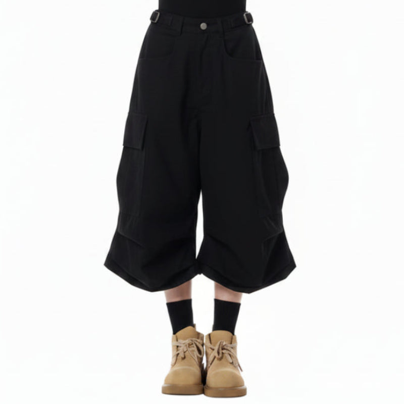Y2K Goblin Core Black Cargo Jorts