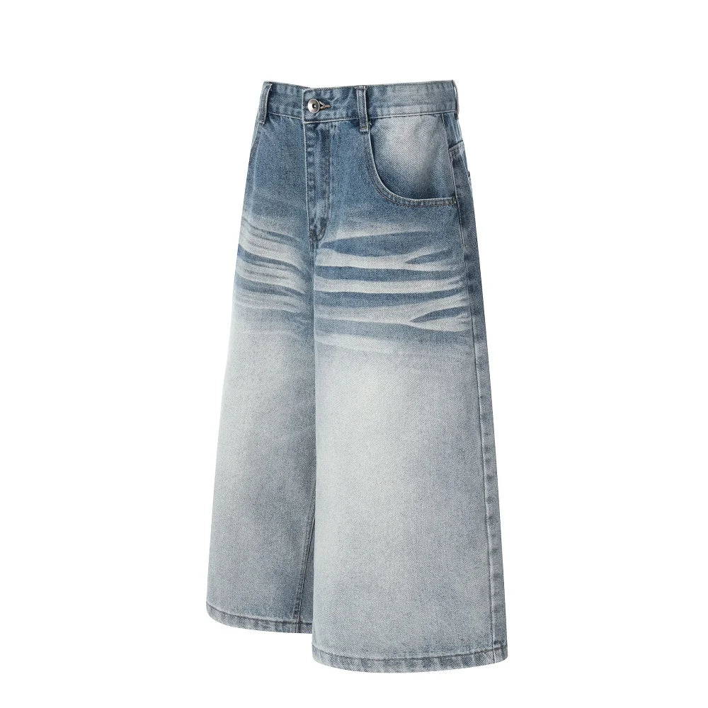Y2K Gradient Baggy Denim Shorts Long Jorts
