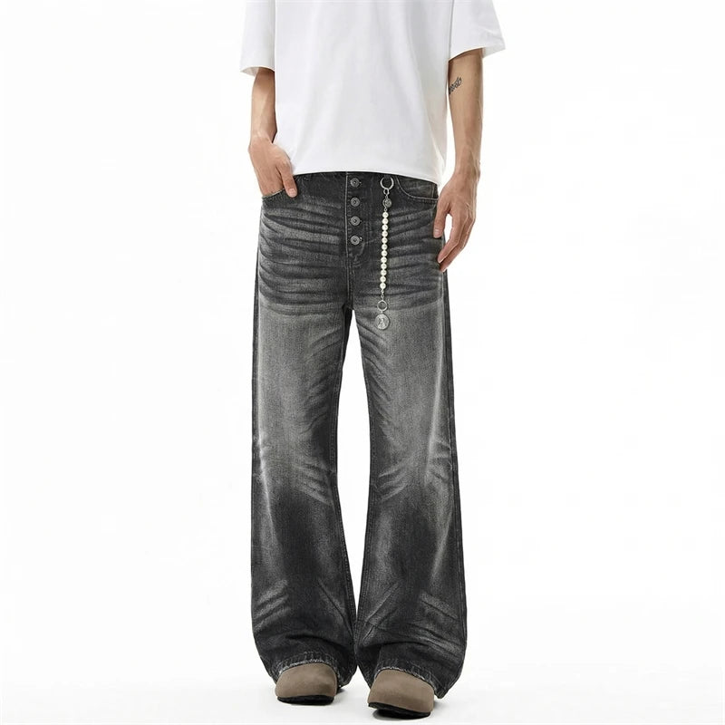 Y2K Gradient Wash Button Fly Minimalist Denim Jeans