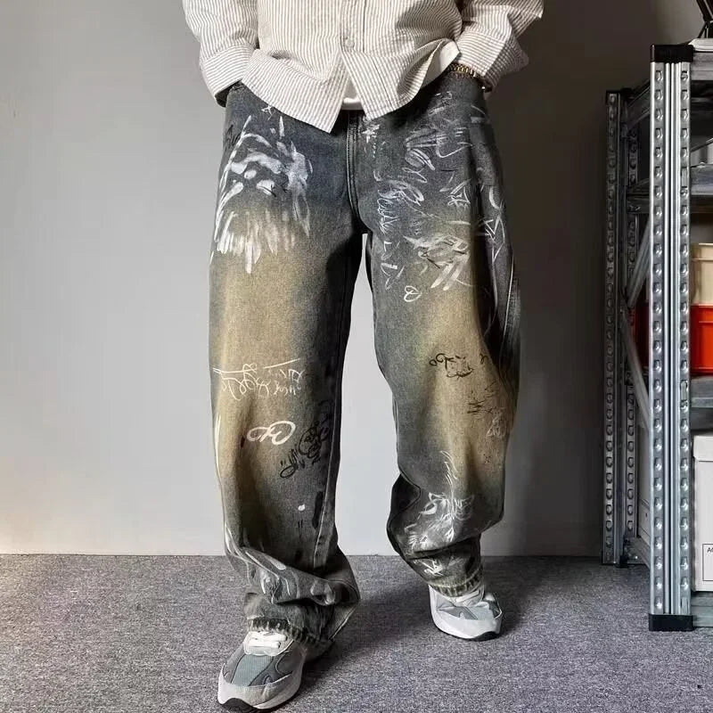 Y2K Graffiti Printed Baggy Jeans