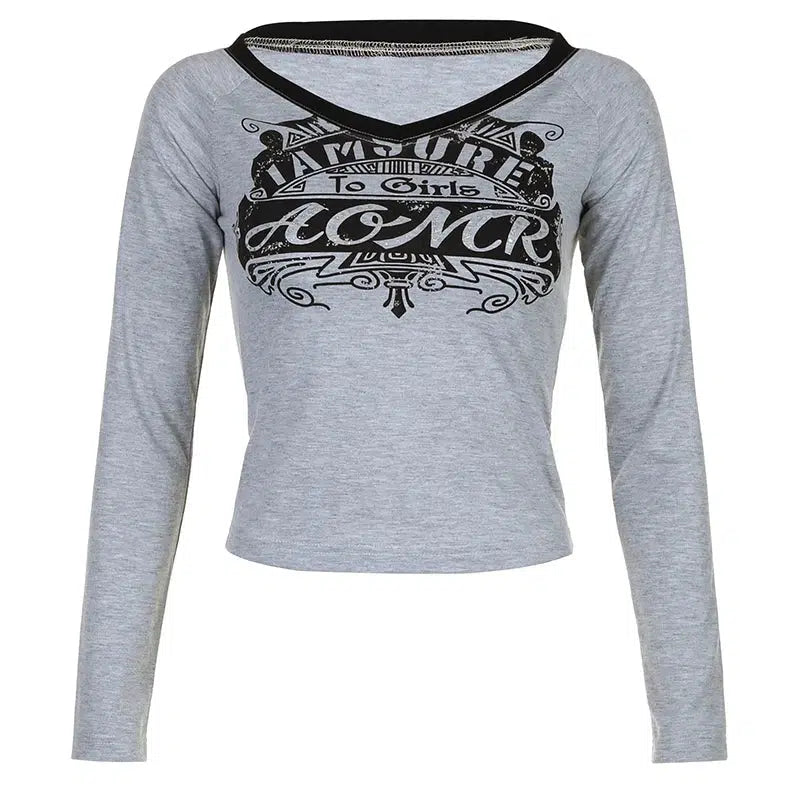 Y2K Graphic Long Sleeve Top
