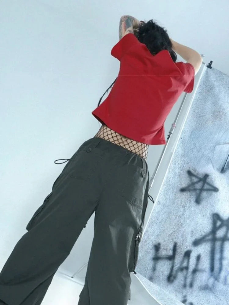 Y2K Graphic Star Button Up Crop Top