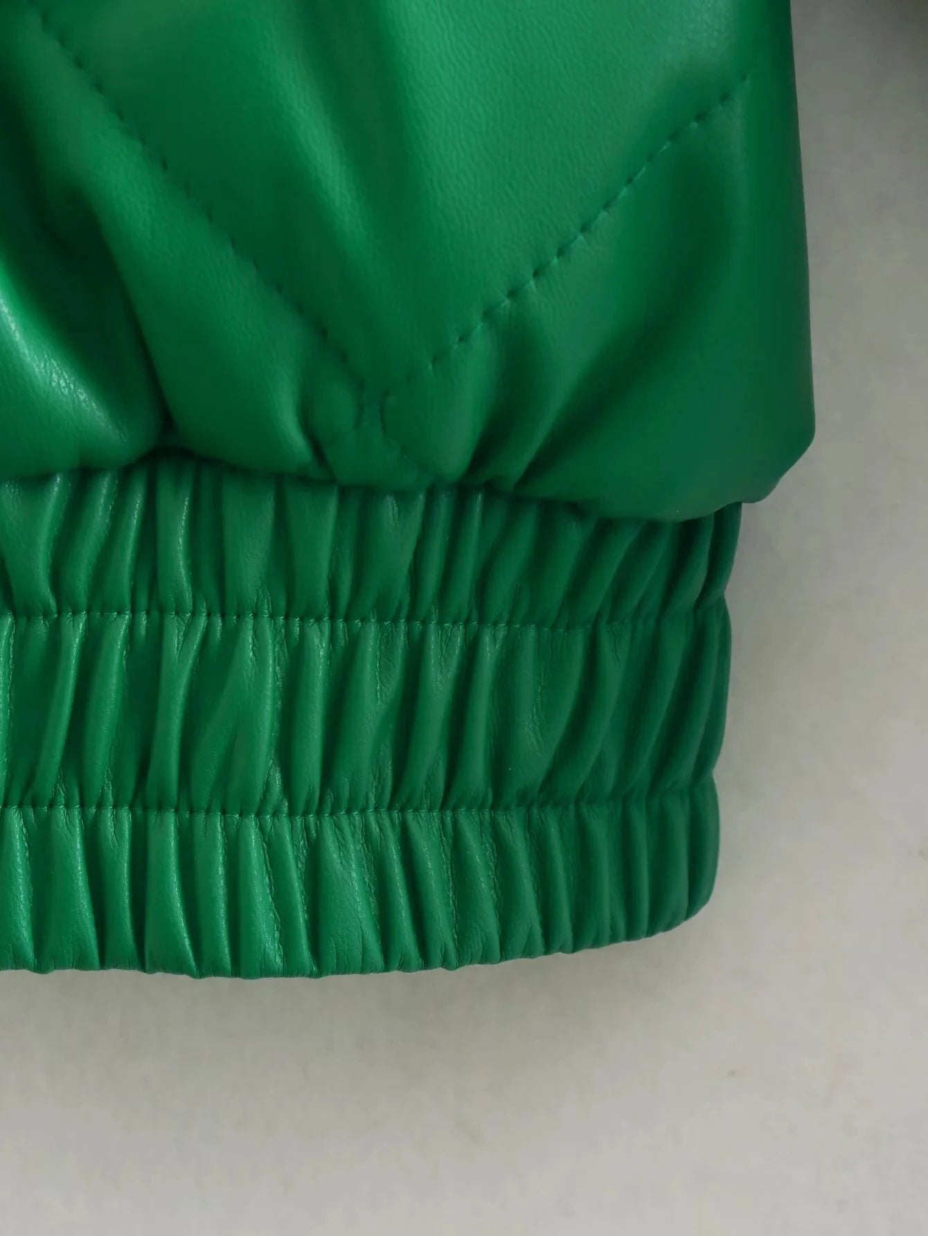 Y2K Green PU Leather Loose Lapel Jackets