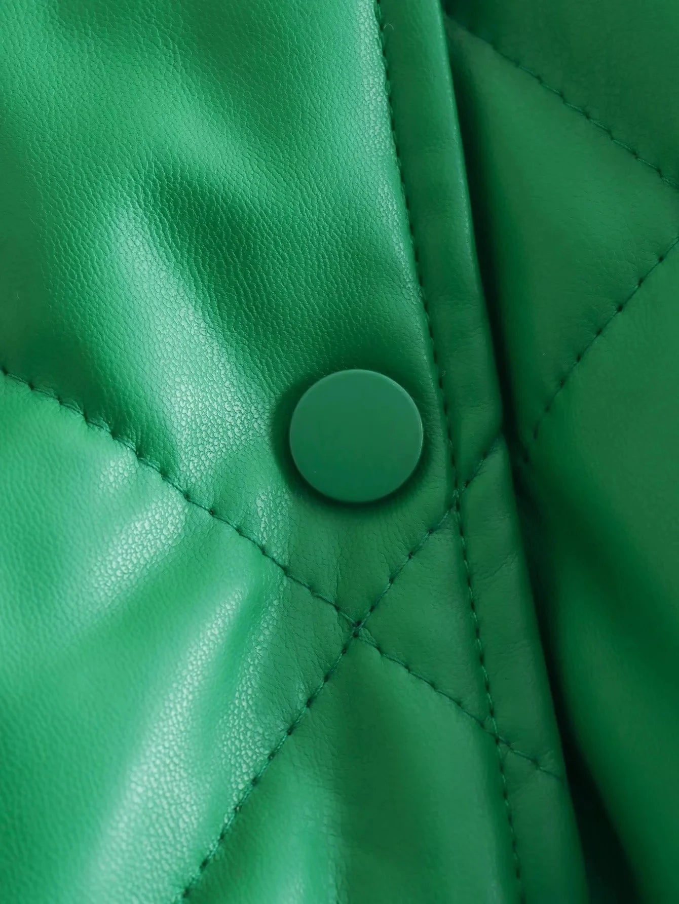 Y2K Green PU Leather Loose Lapel Jackets