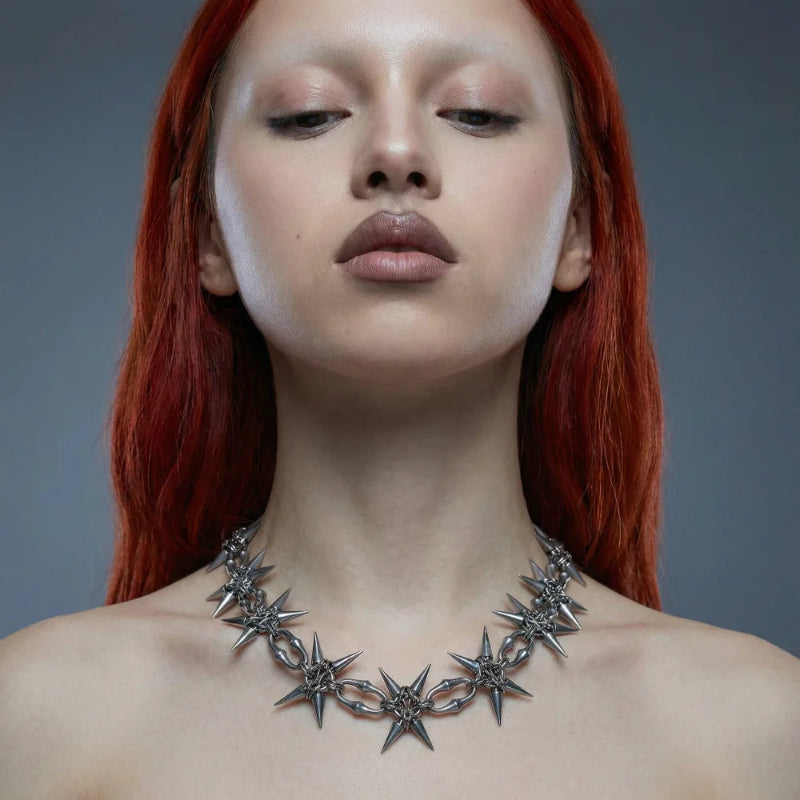 Y2K Grunge Mace Rivet Chain Necklace