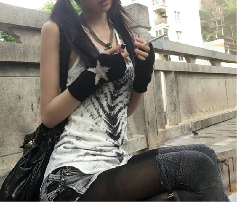 Y2K Grunge Monochrome Tank Top