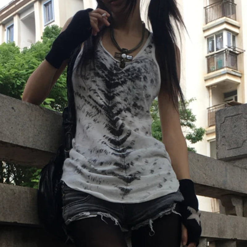 Y2K Grunge Monochrome Tank Top