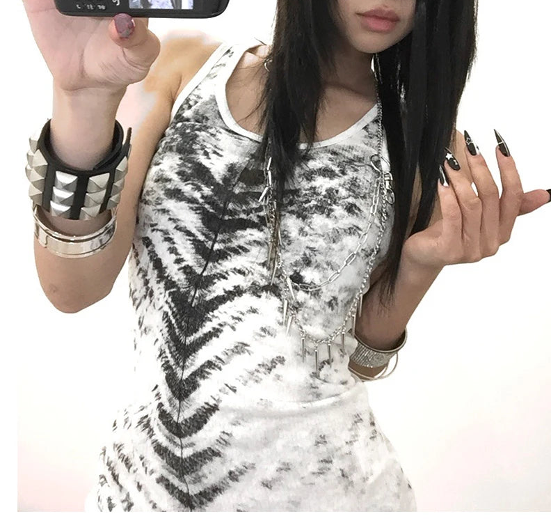 Y2K Grunge Monochrome Tank Top