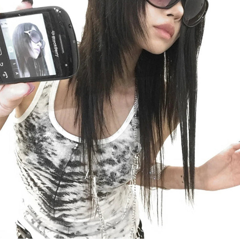 Y2K Grunge Monochrome Tank Top